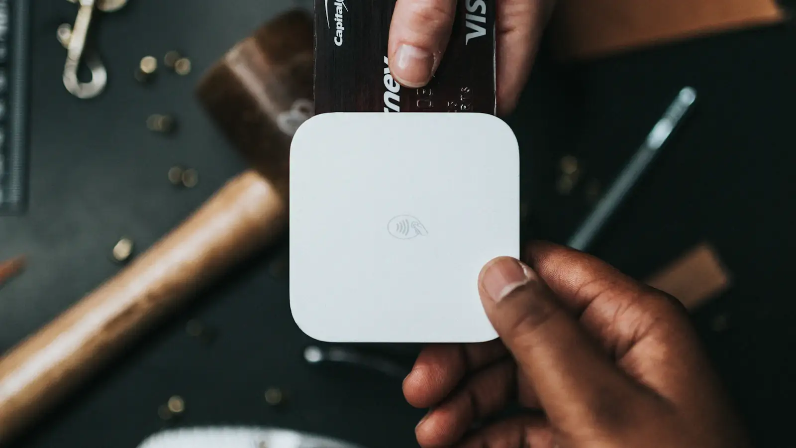 Foreign credit card being used at a payment terminal